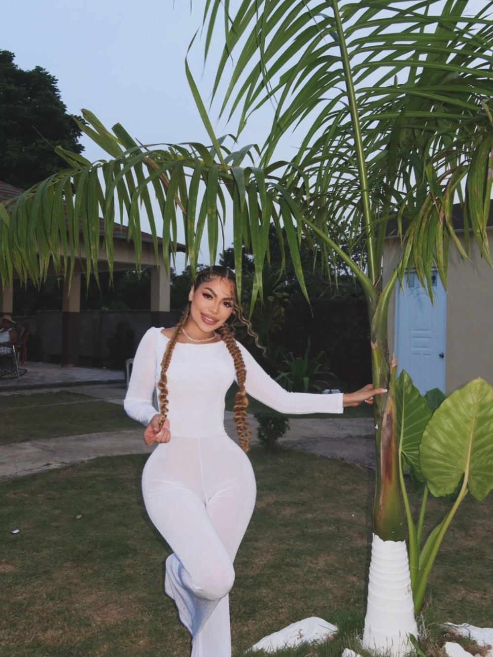 Women's White Long-Sleeve Jumpsuit